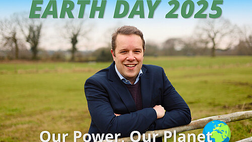 Earth Day 2025 graphic with Tom Morrison MP