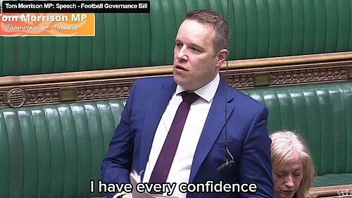 Tom Morrison MP Speech for Football Governance Bill