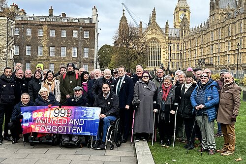 Tom Morrison MP with the 999 INjured and Forgotton Campaigners