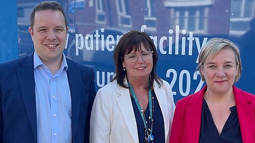 Tom Morrison MP alongside Lisa Smart MP and Karen James (CEO of Stepping Hill Hospital)
